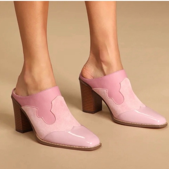 Lulus Shoes - Lulu’s pink slip on heeled mules size 6.5 (S31)